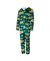 Concepts Sport Women's Green Green Bay Packers Roadway Allover Print Microfleece Full-Zip Union Suit