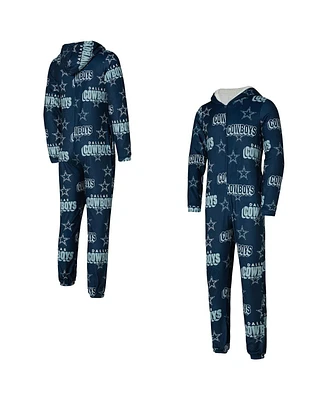 Concepts Sport Women's Navy Dallas Cowboys Roadway Allover Print Microfleece Full-Zip Union Suit