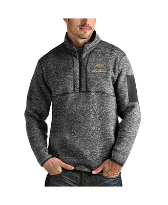 Antigua Men's Heather Charcoal Los Angeles Chargers Fortune Quarter-Zip Pullover Jacket