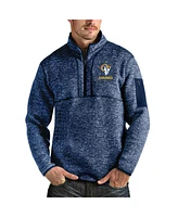 Antigua Men's Heathered Navy Los Angeles Rams Fortune Quarter-Zip Pullover Jacket