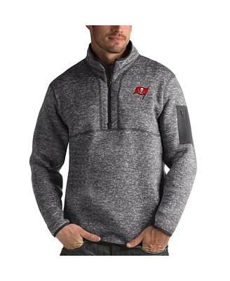 Antigua Men's Charcoal Tampa Bay Buccaneers Fortune Quarter-Zip Pullover Jacket