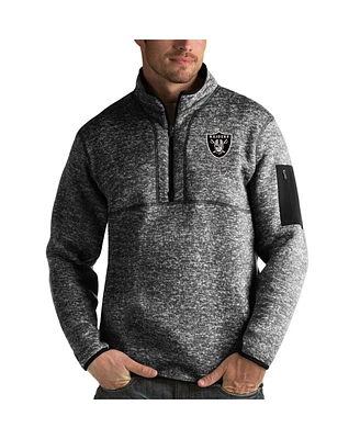 Antigua Men's Heather Las Vegas Raiders Fortune Quarter-Zip Pullover Jacket