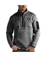 Antigua Men's Heather Las Vegas Raiders Fortune Quarter-Zip Pullover Jacket