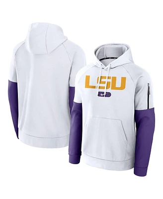 Nike Men's White Lsu Tigers Fitness Raglan Performance Pullover Hoodie
