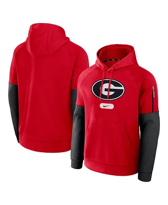 Nike Men's Red Georgia Bulldogs Fitness Raglan Performance Pullover Hoodie