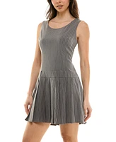 City Studios Juniors' Pinstripe Pleated-Skirt Mini Dress