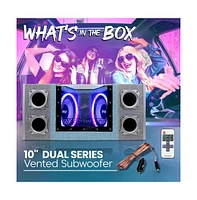 Pyle Dual Subwoofer Box System, 10'' Vented Enclosure, 1000W Max, Led Lights