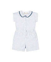 Hope & Henry Girls' Linen Peter Pan Collar Button Front Romper