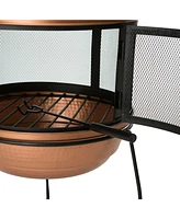 Slickblue Hammered Chiminea Fire Pit with Stand for Outdoor Heating and Decor