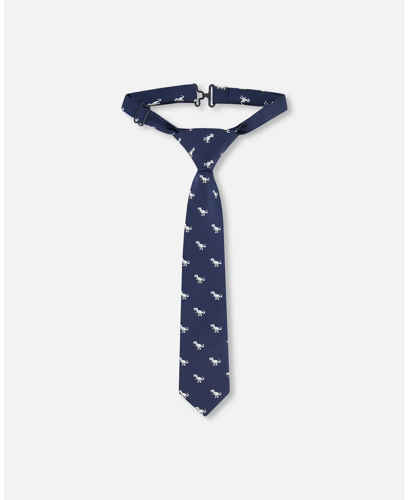 Deux par Boy Neck Tie Navy Blue And Dino - Toddler|Child