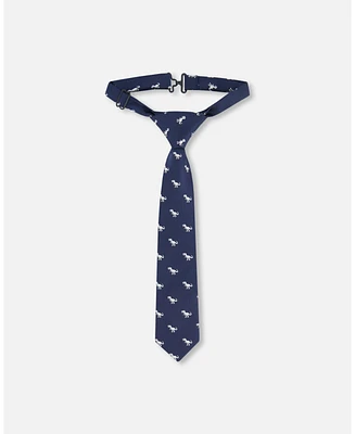 Deux par Boy Neck Tie Navy Blue And Dino - Toddler|Child