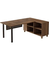 Tribesigns 63-Inch L-Shaped Executive Desk, Large Office Desk with Storage Cabinet Shelves, L-Shaped Computer Desk with Storage, Wood Executive Desk,