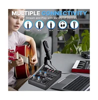 Pyle Compact Dj Mixer with Usb Interface, 5-Channel Pro Audio Mixer