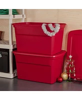 Sterilite 30 Gallon Durable Stacking Seasonal Storage Tote, Red (6 Pack)
