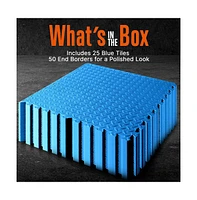 Squatz 25-Piece Puzzle Exercise Mat, Eva Foam Tiles, Blue