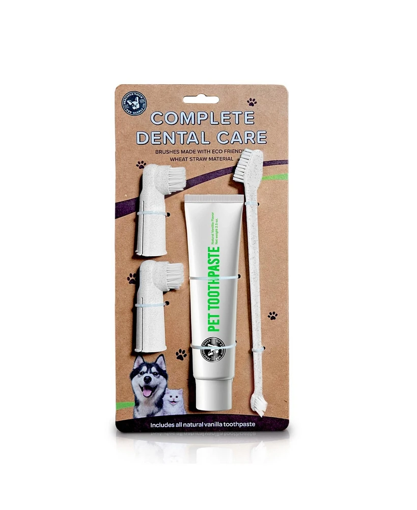P.t. Supply Co. Eco-Friendly Pet Dental Care Kit, Toothbrush and Toothpaste Made with Sustainable Wheat Straw Material