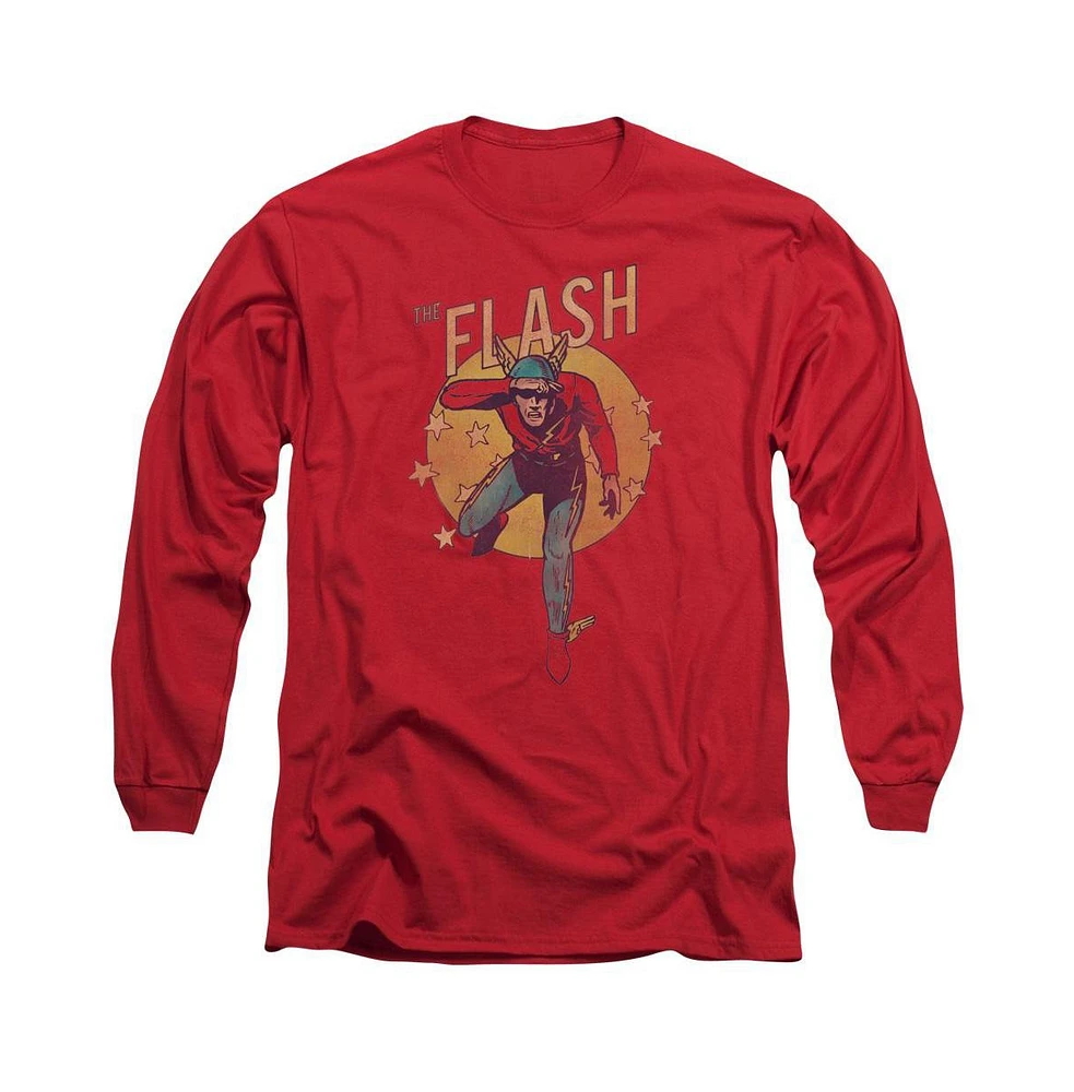 Flash Men's Dc Comics Circle & Stars Long Sleeve Adult Tee / T-Shirt