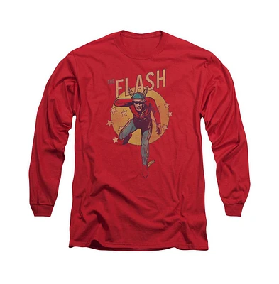 Flash Men's Dc Comics Circle & Stars Long Sleeve Adult Tee / T-Shirt