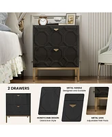 Boyel Living Wooden 2-Drawer Side Table