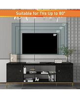 Boyel Living Versatile Tv Stand with Elegant Honeycomb Design and Ample Storage