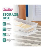 Sterilite 41 Quart Lightweight Under Bed Storage Box Container with Lid, 18 Pack