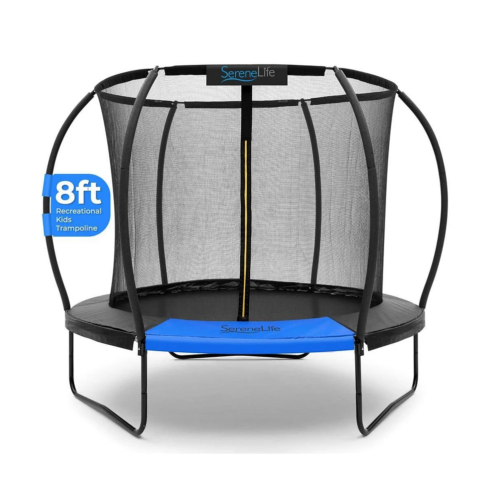 SereneLife 8ft Pumpkin Trampoline with Inner Enclosure and Safety Net for Kids