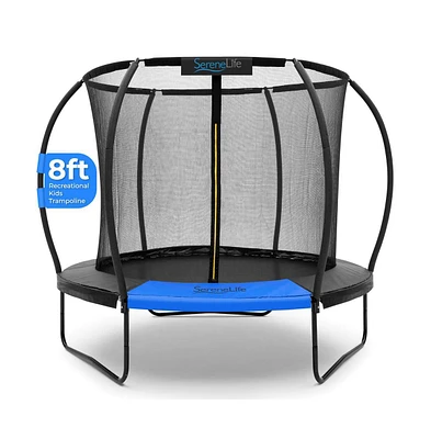 SereneLife 8ft Pumpkin Trampoline with Inner Enclosure and Safety Net for Kids