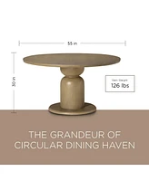 Maven Lane Mila Contemporary Round Wooden Dining Table in Refined Grey Finish