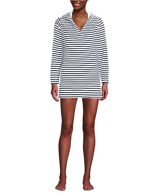 Lands' End Petite Terry Hooded Mini Swim Cover-up Dress