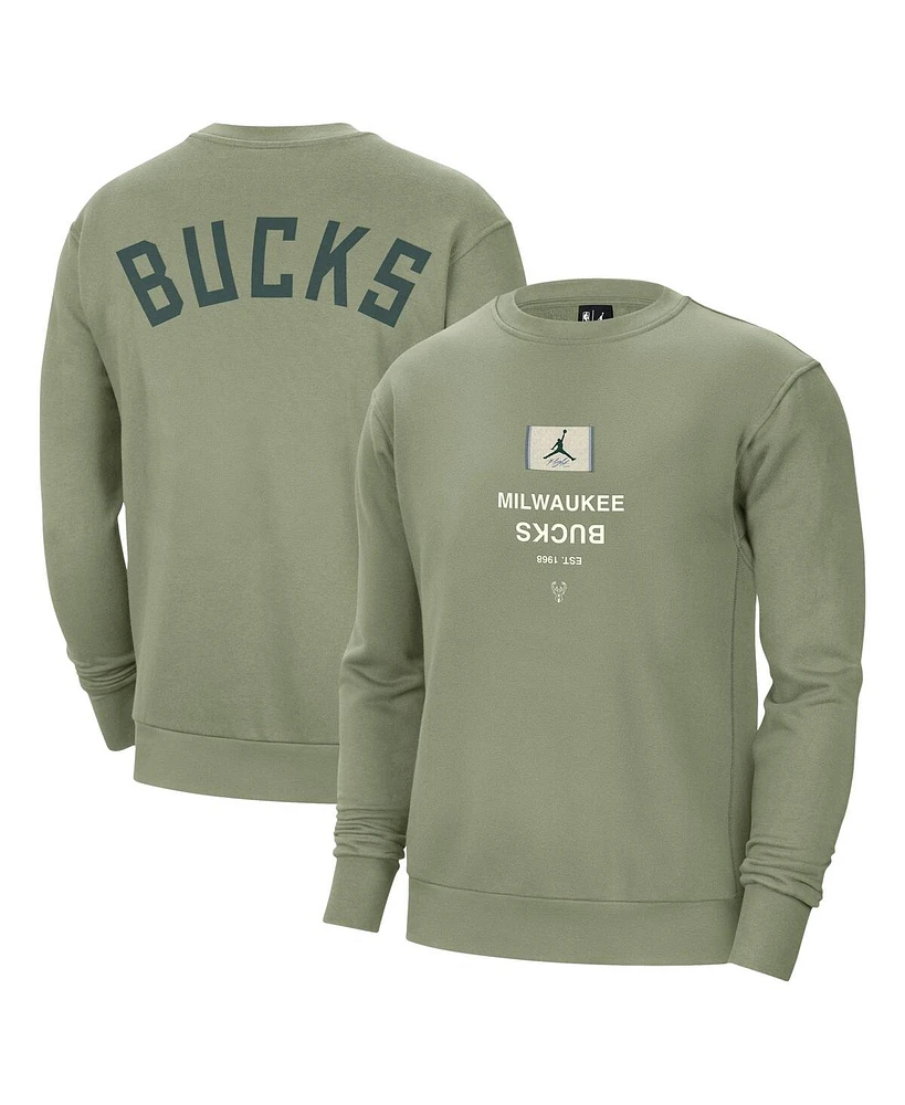 Jordan Men's Green Milwaukee Bucks Courtside Statement Edition Heavyweight Pullover Sweatshirt