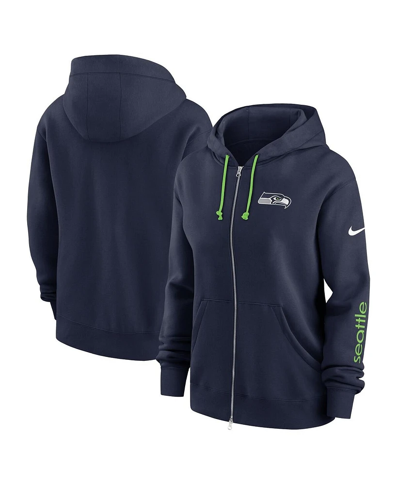 Nike Women's College Navy Seattle Seahawks Phoenix Hoodie Full-Zip Sweatshirt