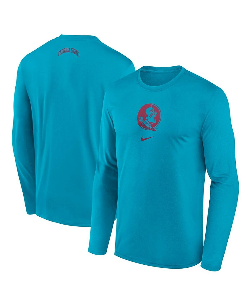 Nike Men's Turquoise Florida State Seminoles On-Court Basketball Shootaround Performance Long Sleeve T-Shirt