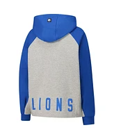 Dkny Sport Women's Gray/Blue Detroit Lions Joy Cropped Raglan Pullover Hoodie