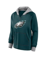 Logo Athletic Women's Midnight Green Philadelphia Eagles Boom Fleece Pullover V-Neck Hoodie