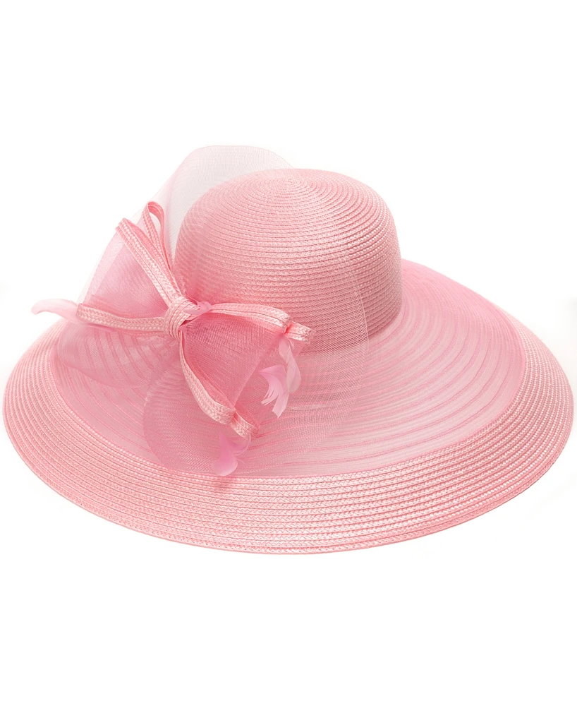 August Hats Sheer Bow Wide Brim Dressy Hat