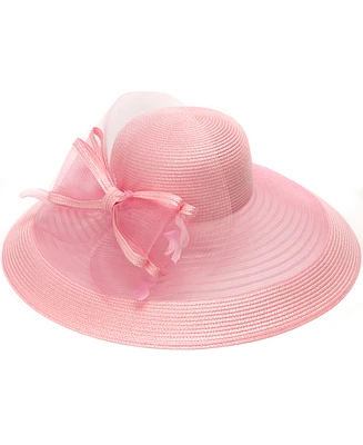 August Hats Sheer Bow Wide Brim Dressy Hat