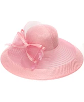 August Hats Sheer Bow Wide Brim Dressy Hat