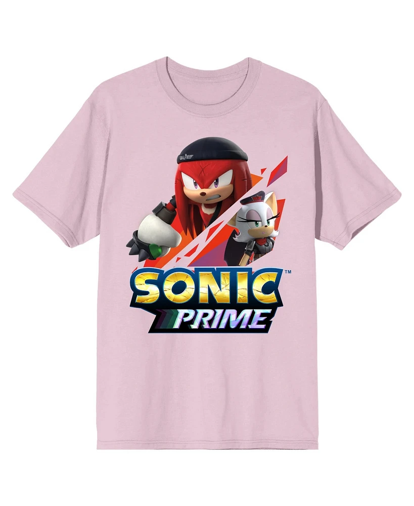 Sonic Prime Renegade Knucks Crew Neck Short Sleeve Cradle Pink Men's T-shirt-3XL