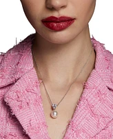 Eliot Danori Silver-Tone Pear-Cut Cubic Zirconia & Imitation Pearl Pendant Necklace, 16" + 2" extender, Exclusively at Macy's