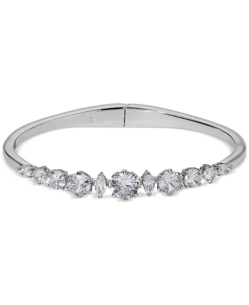 Eliot Danori Silver-Tone Cubic Zirconia Bangle Bracelet, Exclusively at Macy's