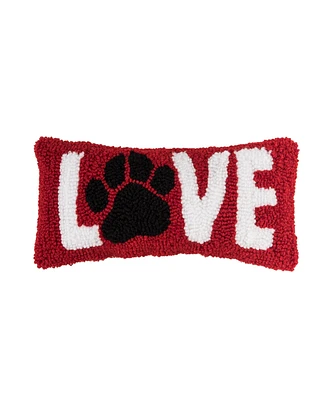 C&F Home 6" x 12 Valentine's Day "Love" Dog Paw Hooked Accent Throw Pillow