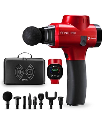 LifePro Sonic Pro Percussion Massage Gun - Deep Tissue Handheld Massager with 8 Attachments for Back, Neck & Muscle Relief