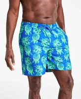 Club Room Men's Pineapple Palm Print Drawstring 7" Swim Trunks, Exclusively at Macy's