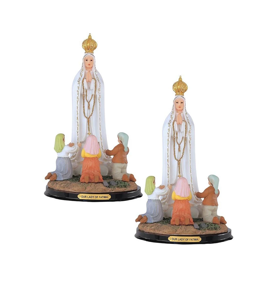 Fc Design "2-pc Set" 12"H Our Lady of Fatima with Prayer Statue Our Lady of The Holy Rosary of Fatima Holy Figurine Statue Ornament Home Room Office D