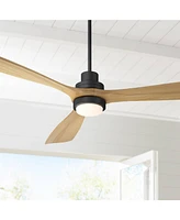 Casa Vieja 66" Delta Modern Country Indoor Outdoor Ceiling Fan 3 Blade Cct Led Light Remote Control Matte Black Finish Wood Blades Bedroom Patio Livin