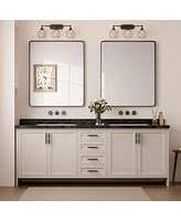 Keonjinn 42x36 Inch Brushed Gold Bathroom Vanity Mirror Tempered Glass Metal Framed