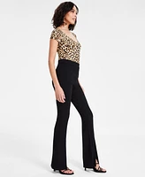 Bar Iii Women's High-Rise Slit-Flare-Leg Ponte Pants, Exclusively at Macy's