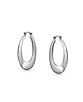 Bling Jewelry Simple Large Hoop Huggie Earrings Sterling Silver Hinged Notched Post 1.25 Inch