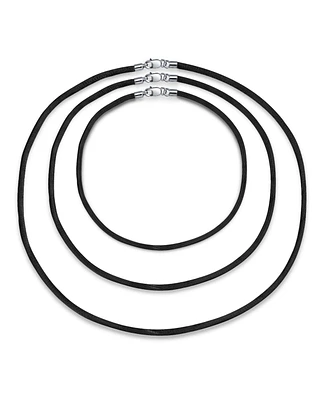 Bling Jewelry Set of Three Satin Black Silk Cord Necklace Pendant Layering 14-24 Inch