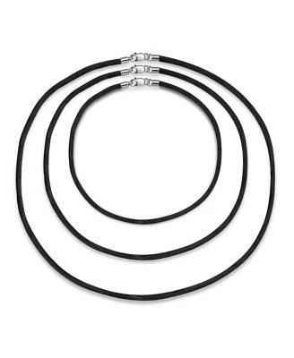 Bling Jewelry Set of 3 Satin Black Silk Cord Necklace for Pendant Layering Multiple Lengths